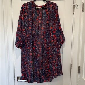 Navy Floral Sheer Kimono